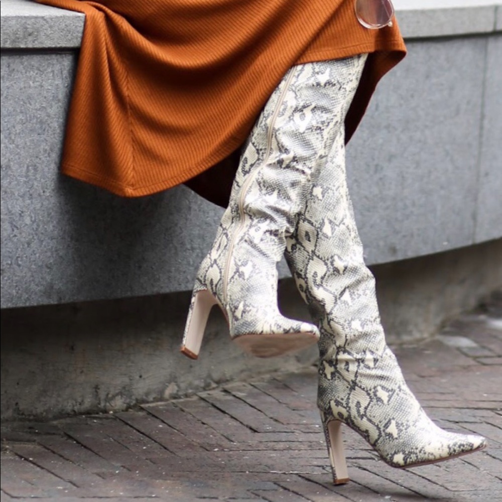 Pretty Little Thing Snakeskin Faux Leather Boot